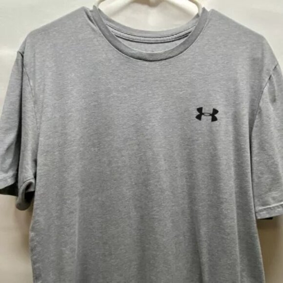 Under Armour Heat Gear Men's Medium Grey Loose Fit UA Logo Athletic Wear T-Shirt - Picture 2 of 12